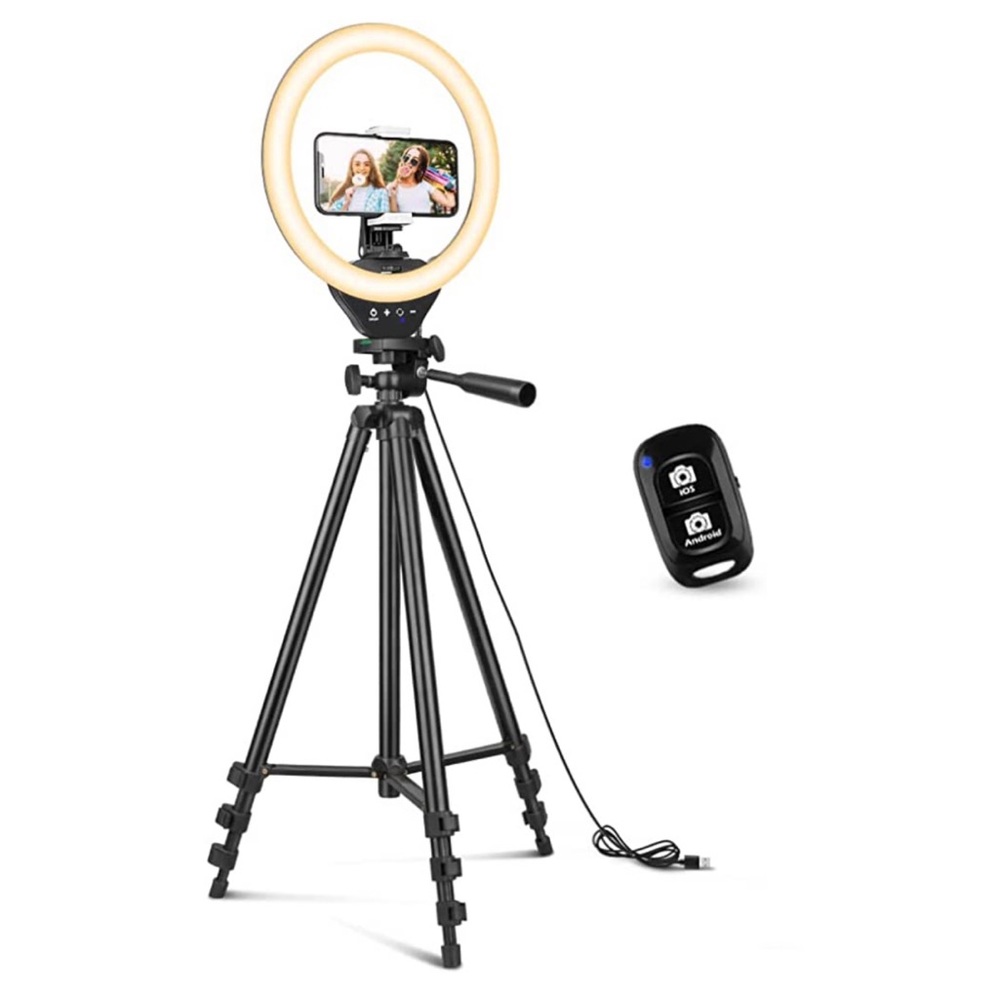 Sensyne 10'' Ring Light with 50'' Extendable Tripod Stand with Phone Holder